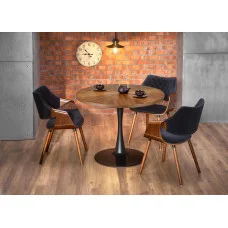 ROUND TABLE CARMELO, TOP - WALNUT, LEGS - BLACK